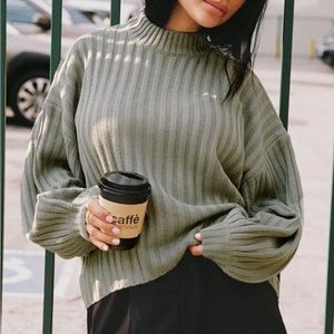 PRINCESS POLLY INNERBLOOM OVERSIZED SWEATER DARK GREEN